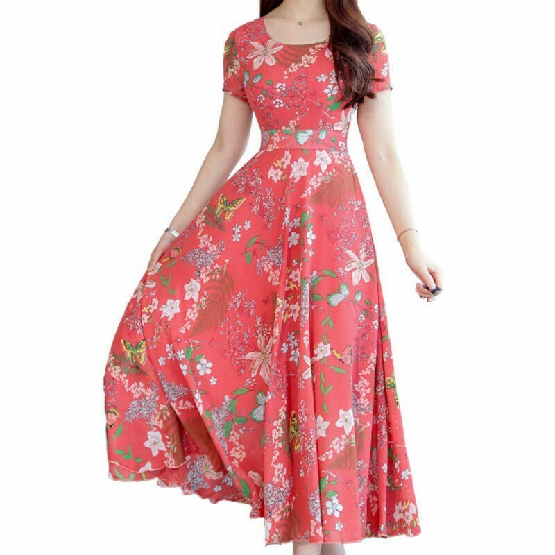 Women's Floral Print Beach Long Maxi Dress maxiskit Holiday Summer Casual |  eBay